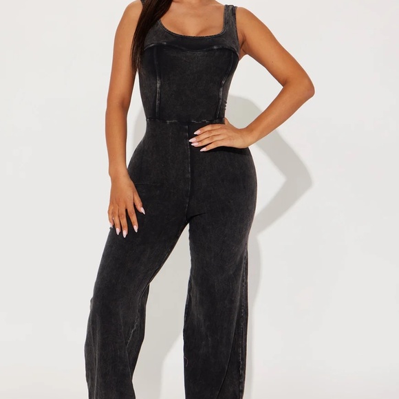 Fashion Nova Pants - NWT FASHION NOVA Camilla Mineral Wash Wide Leg Jumpsuit SIZE XS